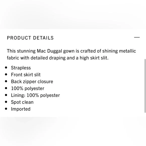 Mac Duggal Metallic Off the Shoulder Gown